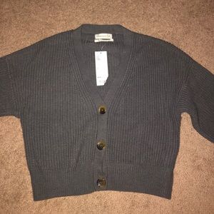 Cropped button-up sweater